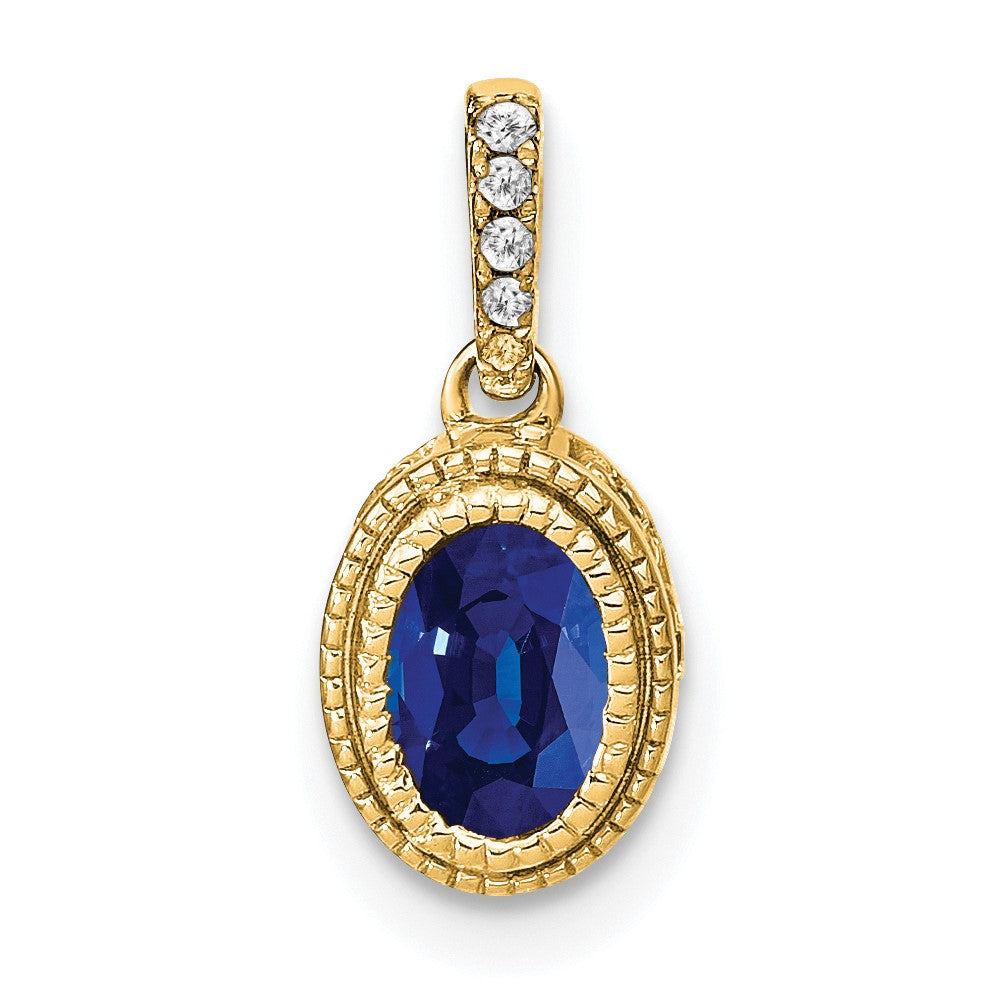 Charlie & Co Jewelry | 14k Oval Sapphire And Diamond Pendant - Model PM7093-SA-011-YA