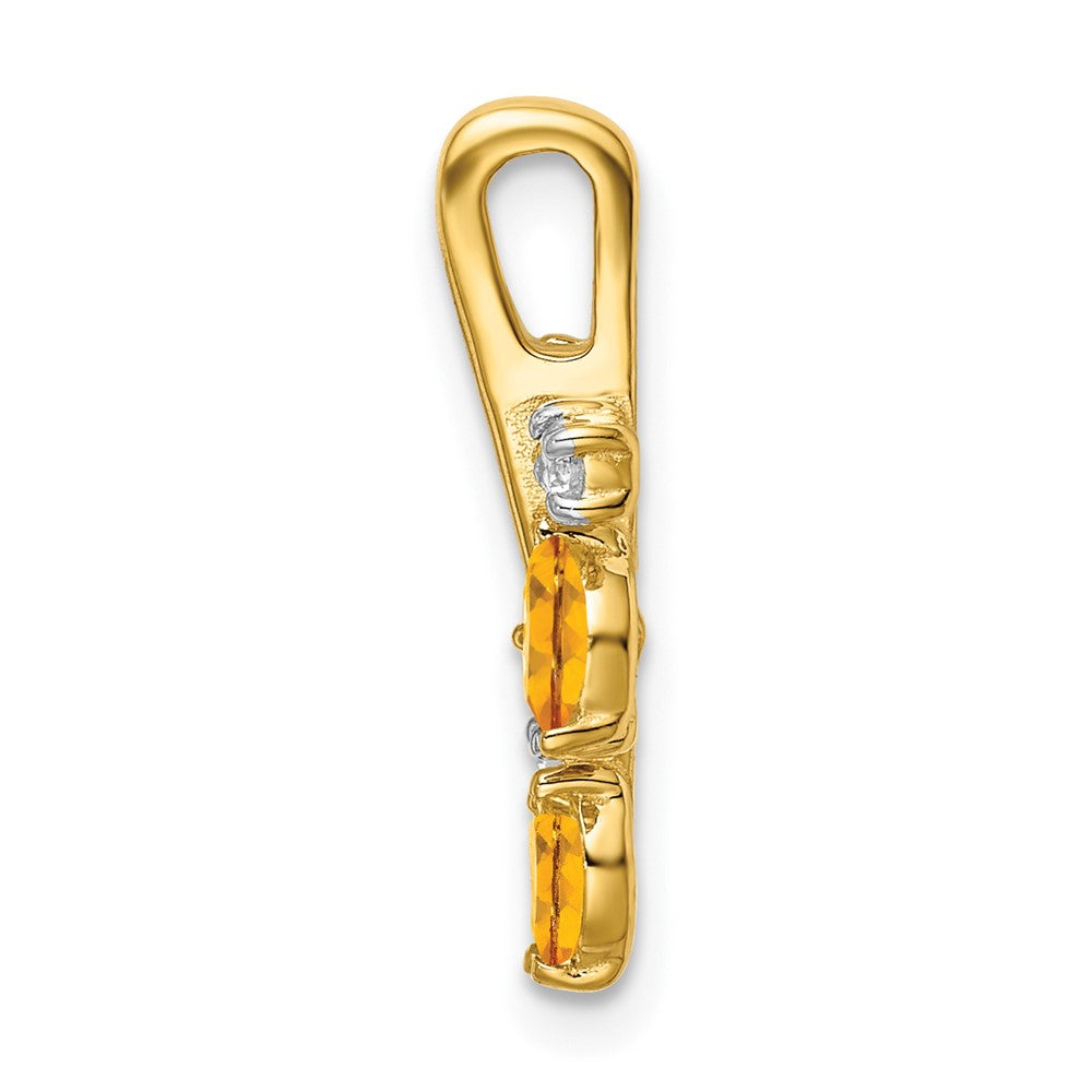 Charlie & Co Jewelry | 14k Citrine And Diamond Leaves Pendant - Model PM7127-CI-009-YA