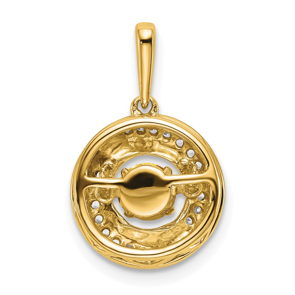 Charlie & Co Jewelry | 14k Round Citrine And Diamond Pendant - Model PM7143-CI-011-YA
