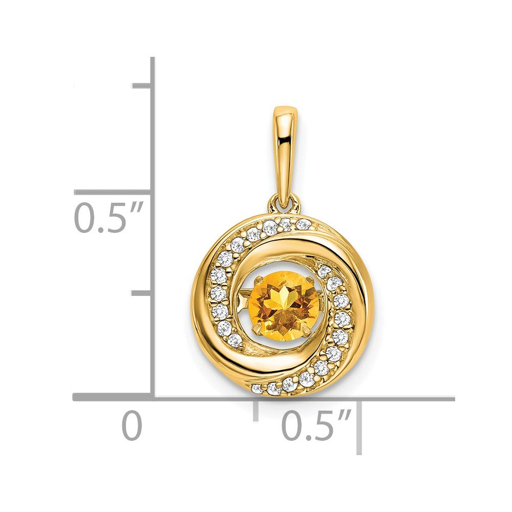Charlie & Co Jewelry | 14k Round Citrine And Diamond Pendant - Model PM7143-CI-011-YA