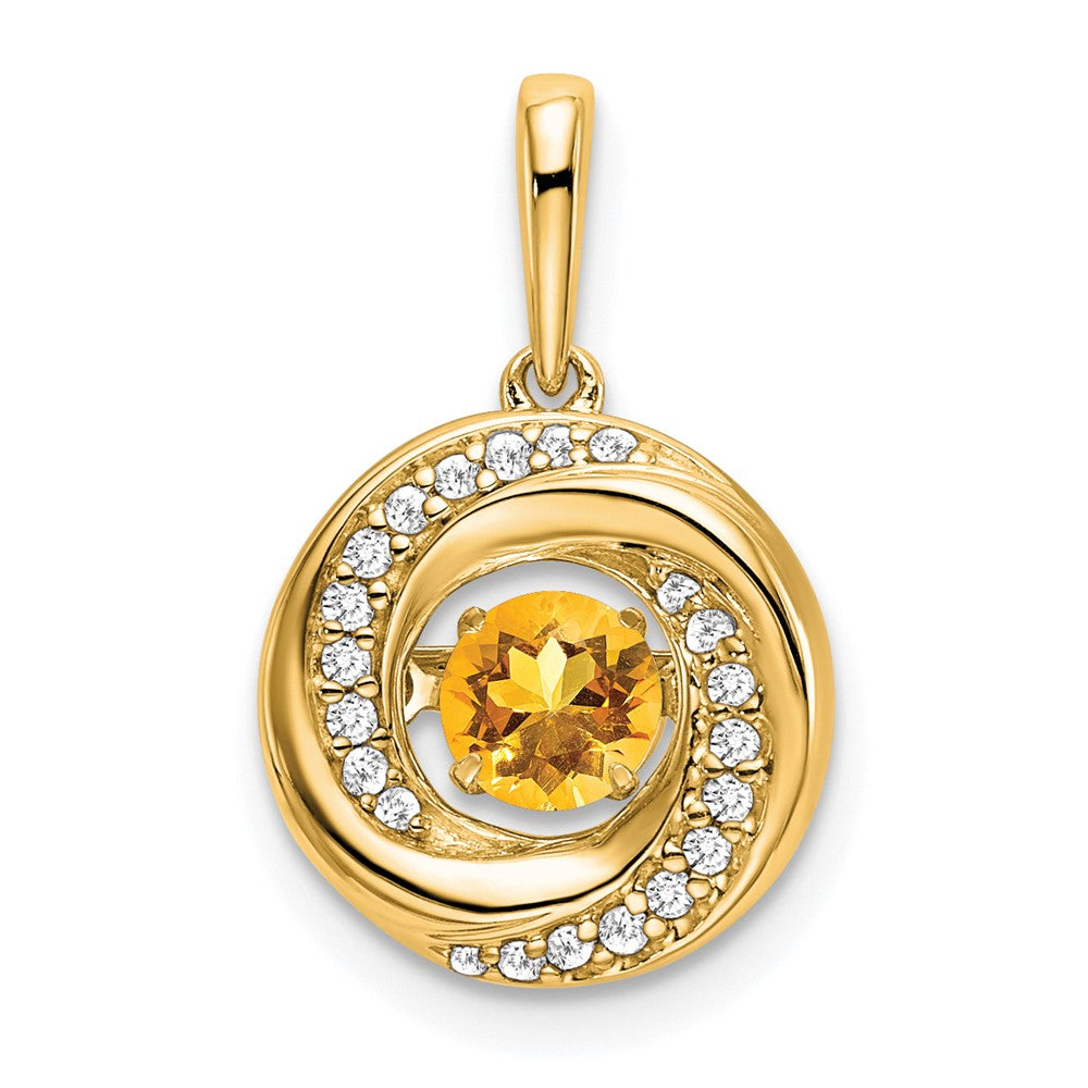 Charlie & Co Jewelry | 14k Round Citrine And Diamond Pendant - Model PM7143-CI-011-YA