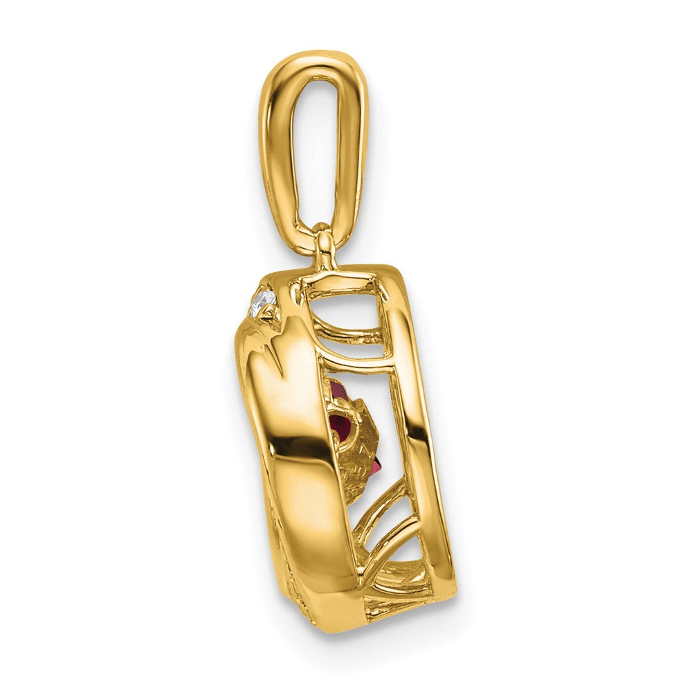 Charlie & Co Jewelry | 14k Round Garnet And Diamond Pendant - Model PM7143-GA-011-YA