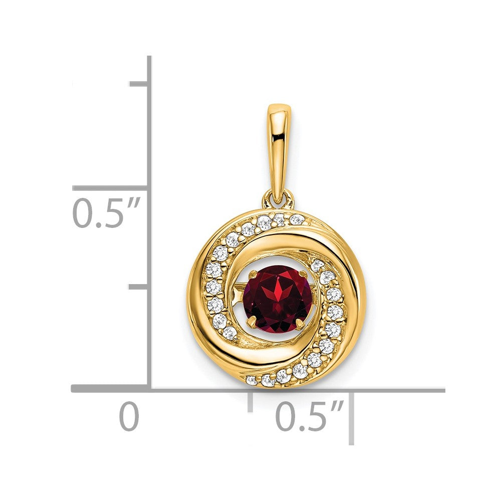 Charlie & Co Jewelry | 14k Round Garnet And Diamond Pendant - Model PM7143-GA-011-YA