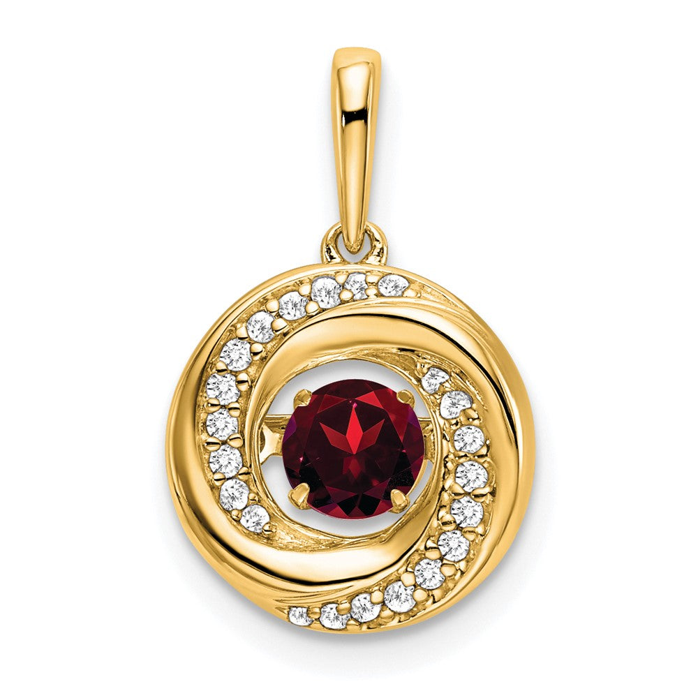 Charlie & Co Jewelry | 14k Round Garnet And Diamond Pendant - Model PM7143-GA-011-YA