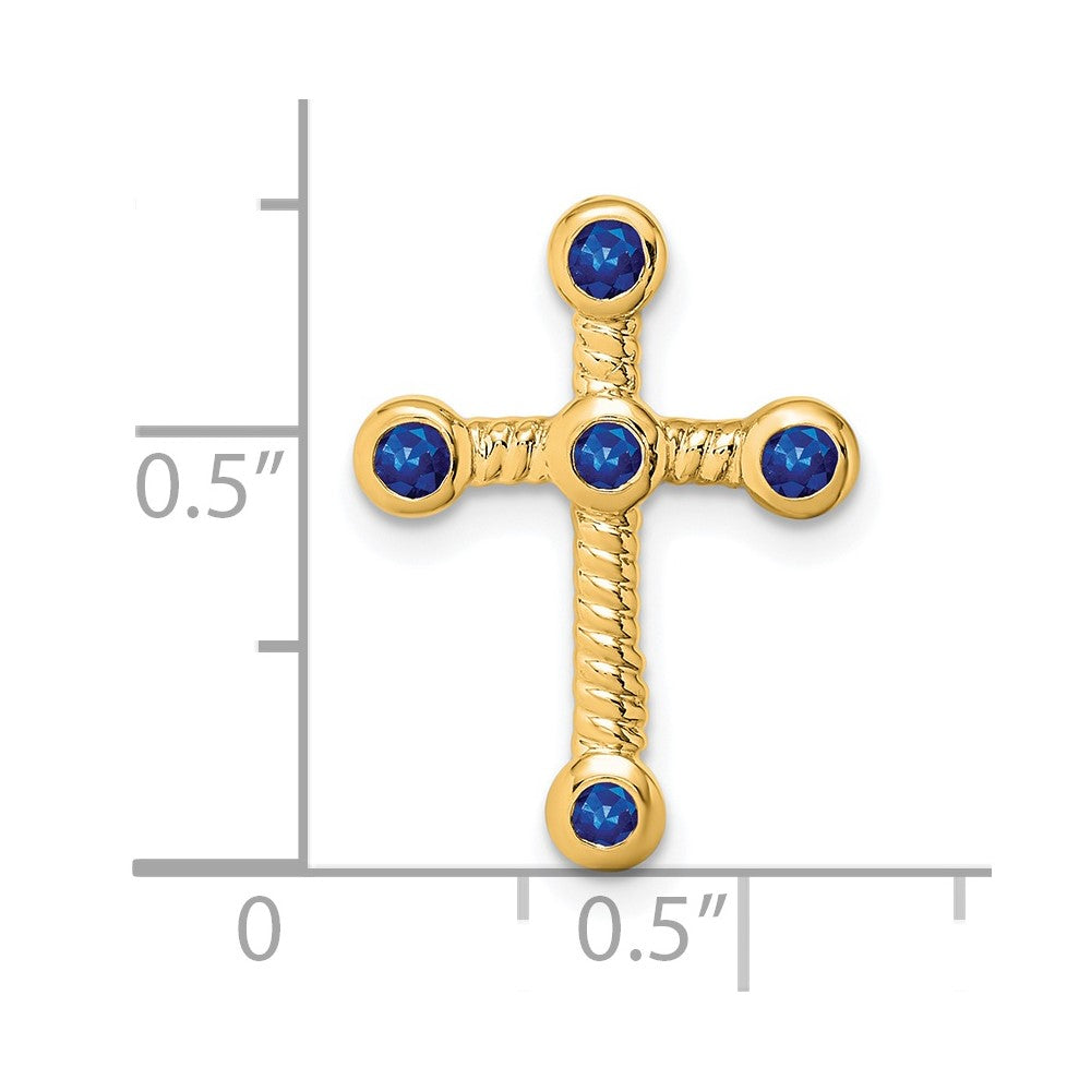 Charlie & Co Jewelry | 14k Sapphire Cross Chain Slide - Model PM7174-SA-Y