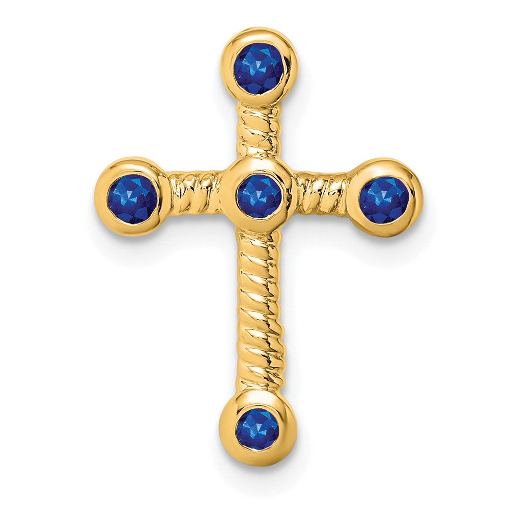 Charlie & Co Jewelry | 14k Sapphire Cross Chain Slide - Model PM7174-SA-Y