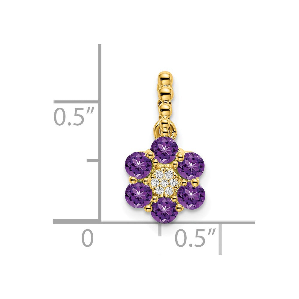 Charlie & Co Jewelry | 14k Amethyst And Diamond Floral Pendant - Model PM7191-AM-003-YA