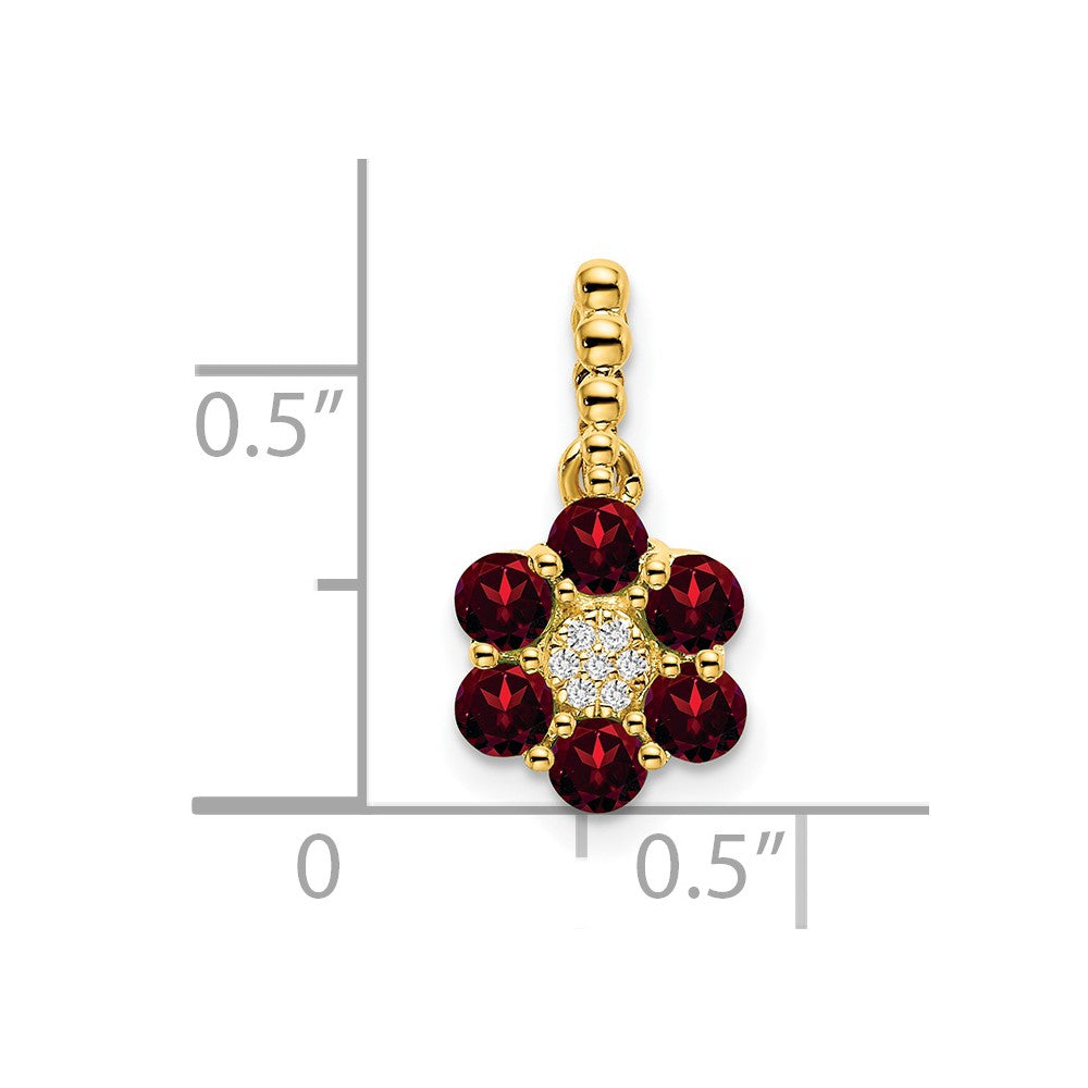 Charlie & Co Jewelry | 14k Garnet And Diamond Floral Pendant - Model PM7191-GA-003-YA