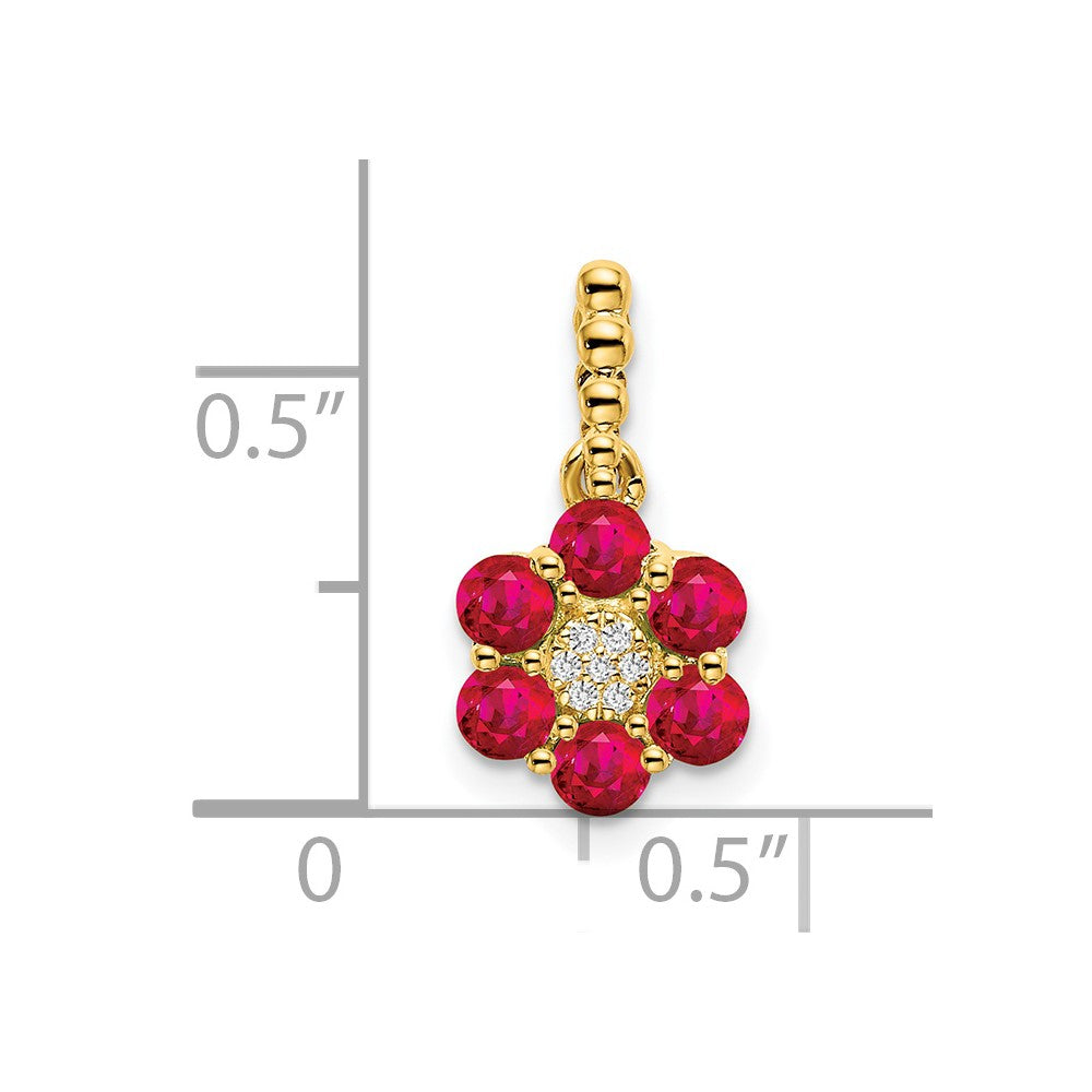 Charlie & Co Jewelry | 14k Ruby And Diamond Floral Pendant - Model PM7191-RU-003-YA