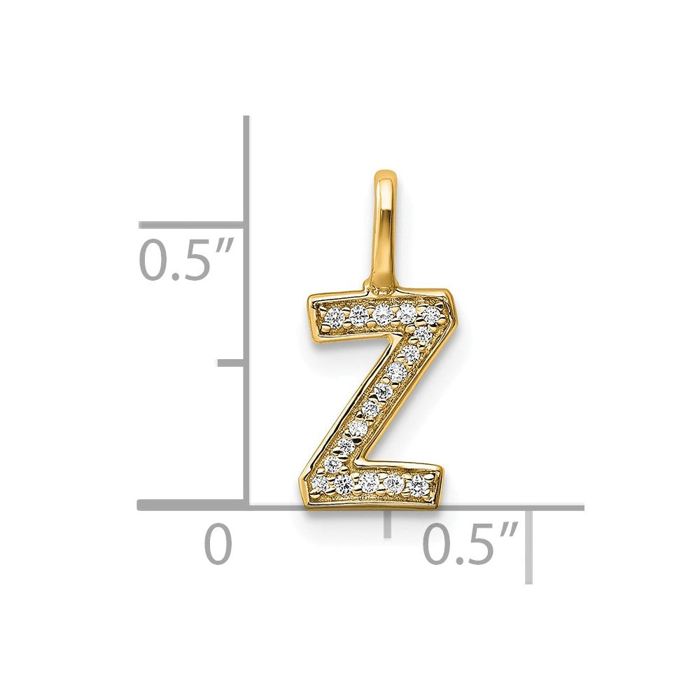 Charlie & Co Jewelry | 14k Yellow Gold Diamond Letter Z Initial Pendant - Model PM8367Z-006-YA
