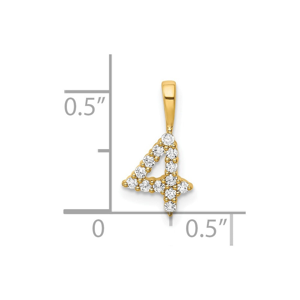 Charlie & Co Jewelry | 14k Diamond Number 4 Pendant - Model PM8369-4-013-YA