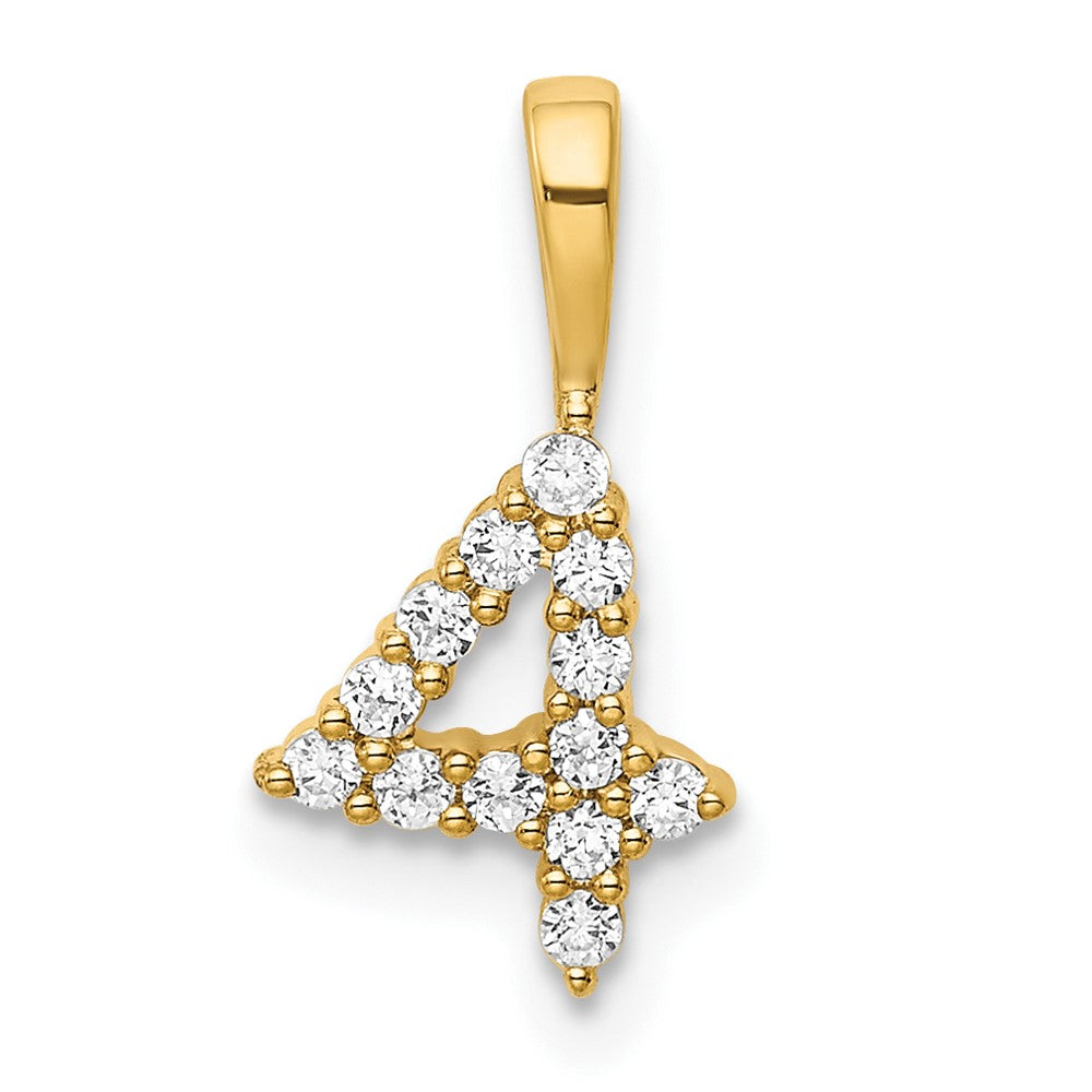 Charlie & Co Jewelry | 14k Diamond Number 4 Pendant - Model PM8369-4-013-YA