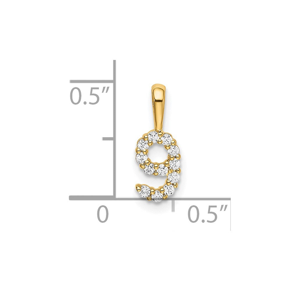 Charlie & Co Jewelry | 14k Diamond Number 9 Pendant - Model PM8369-9-012-YA