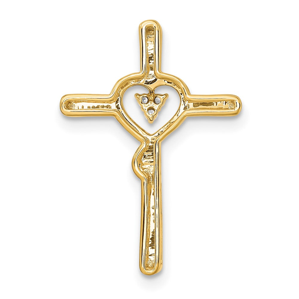 Gold Polished Cross with Heart Diamond Chain Slide Pendant - Model PM8484-002-YA - Charlie & Co. Jewelry