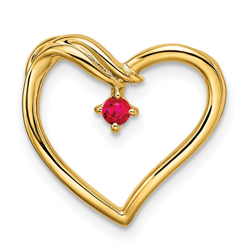 Charlie & Co. Jewelry | 14k Polished Ruby Heart Chain Slide | Gold Pendant