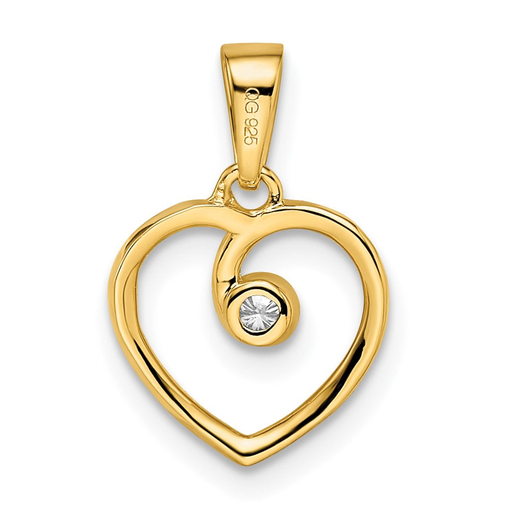 Gold Polished Heart Diamond Pendant Necklace - Model PM8535-003-YA - Charlie & Co. Jewelry