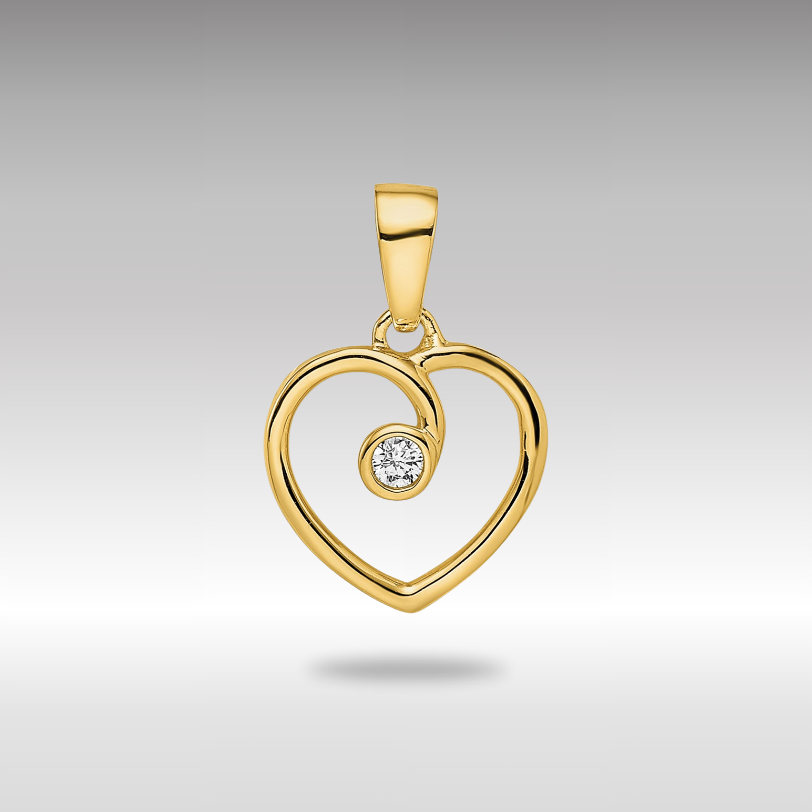 Gold Polished Heart Diamond Pendant Necklace - Model PM8535-003-YA - Charlie & Co. Jewelry