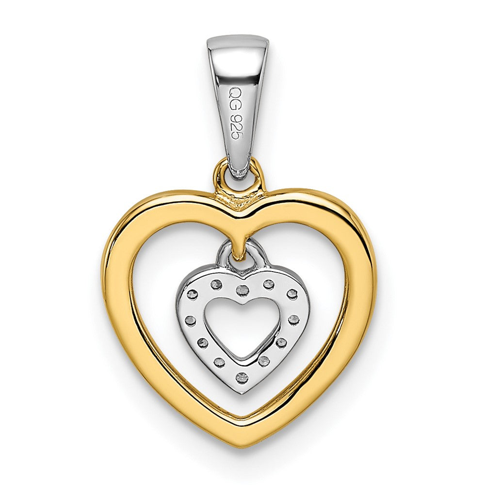 Gold Two-tone Heart Dangle Diamond Pendant Necklace - Model PM8536-004-YWA - Charlie & Co. Jewelry