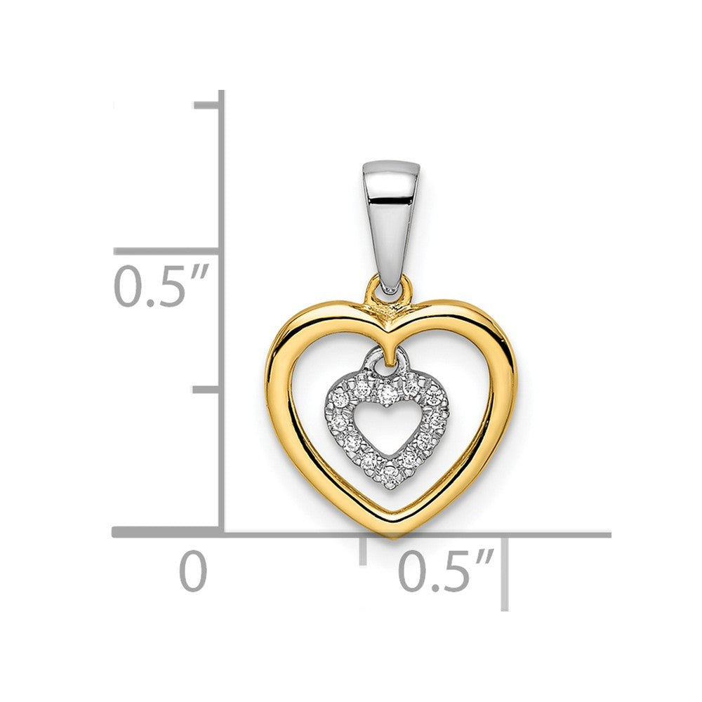 Gold Two-tone Heart Dangle Diamond Pendant Necklace - Model PM8536-004-YWA - Charlie & Co. Jewelry