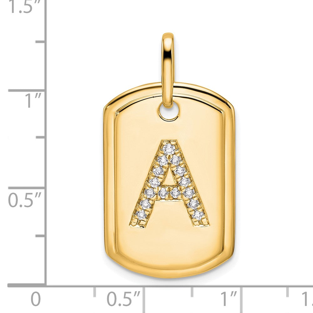 14K Gold Initial "A" Dog Tag With Genuine Diamonds - Charlie & Co. Jewelry