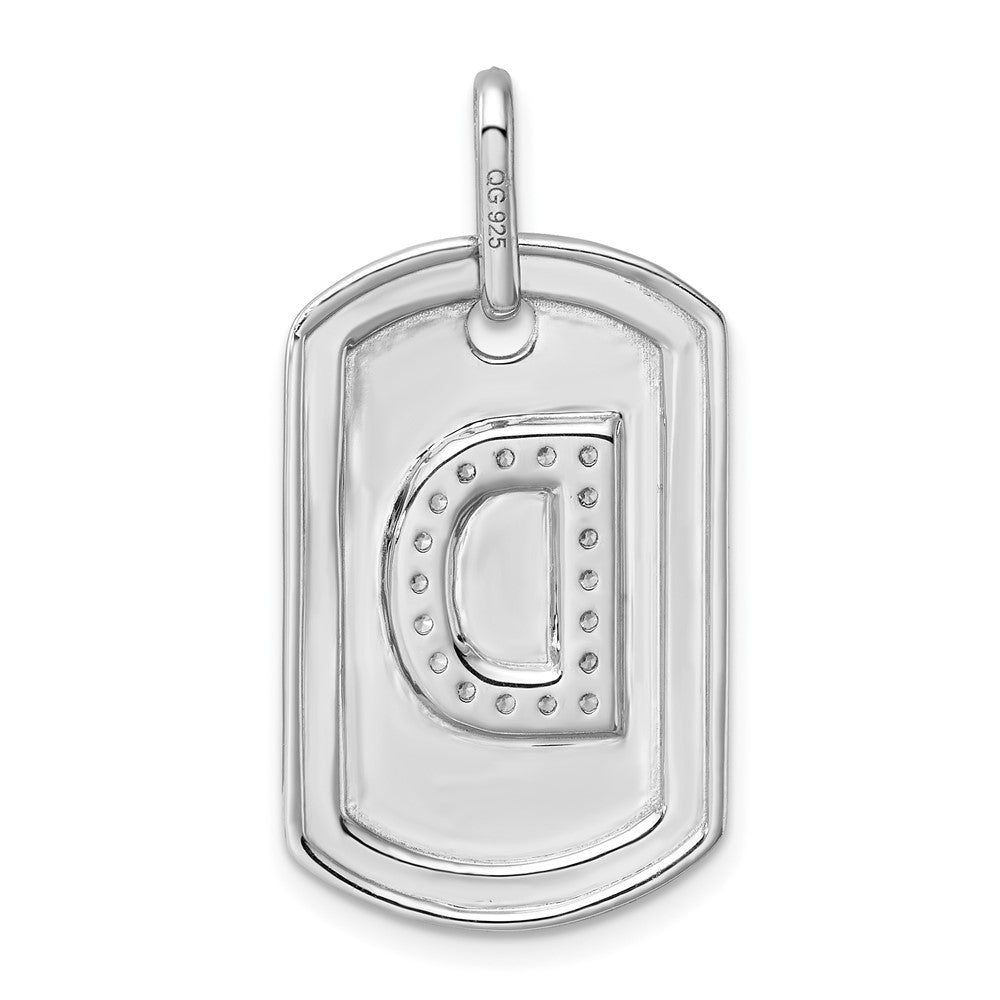 14K White Gold Initial "D" Dog Tag With Genuine Diamonds - Charlie & Co. Jewelry