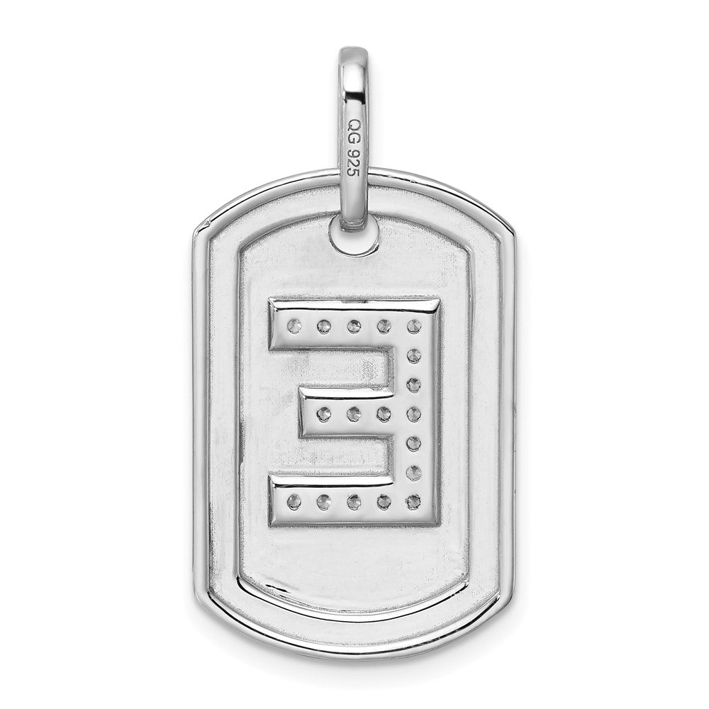 14K White Gold Initial "E" Dog Tag With Genuine Diamonds - Charlie & Co. Jewelry