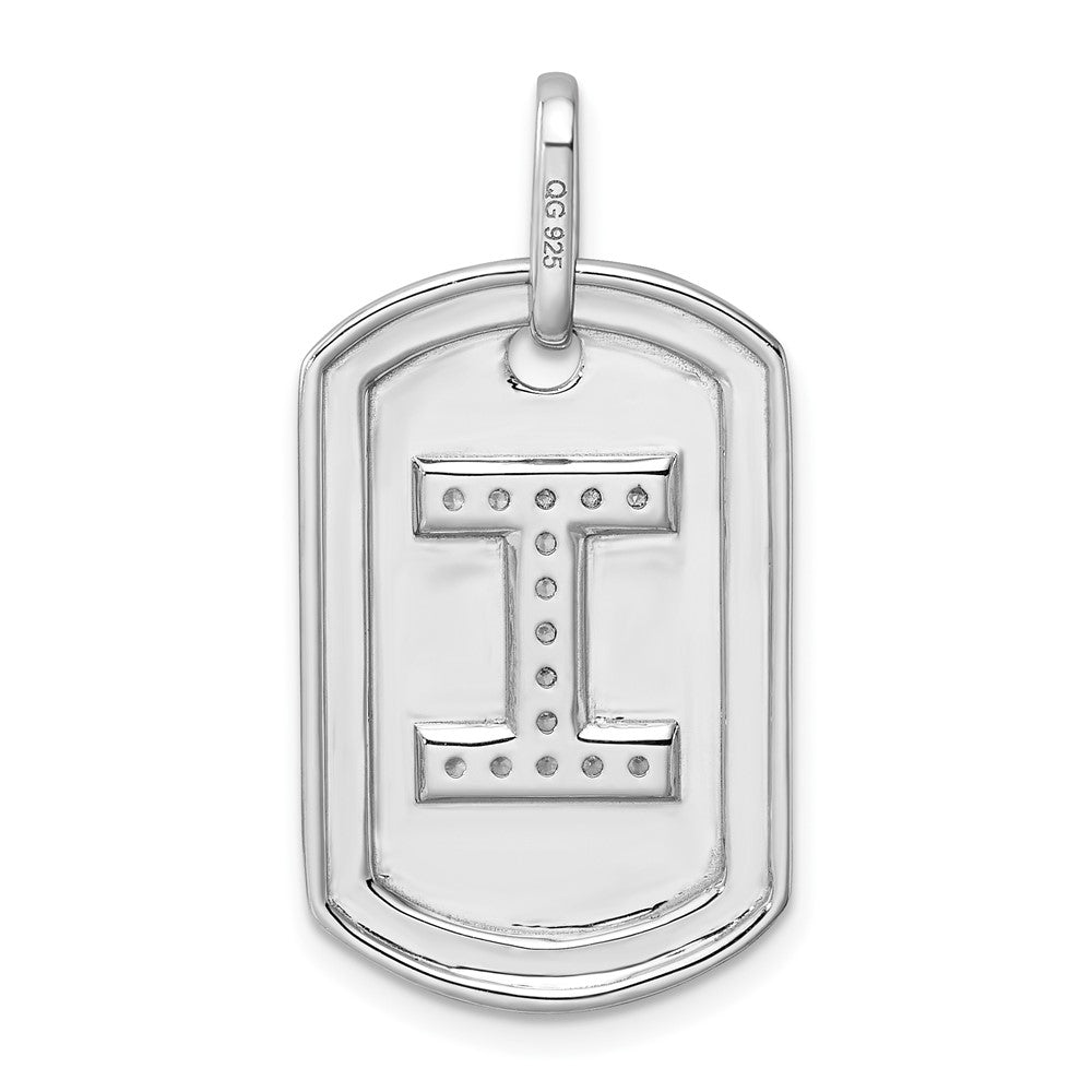 14K White Gold Initial "I" Dog Tag With Genuine Diamonds - Charlie & Co. Jewelry