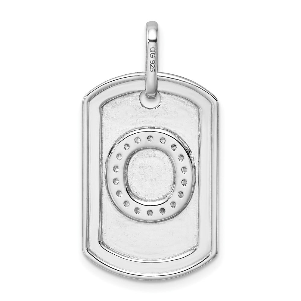 14K White Gold Initial "O" Dog Tag With Genuine Diamonds - Charlie & Co. Jewelry