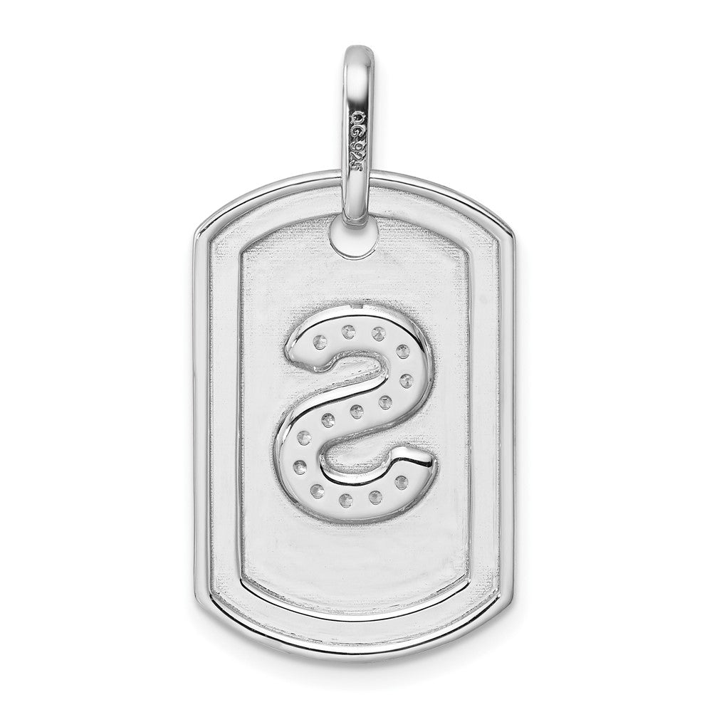 14K White Gold Initial "S" Dog Tag With Genuine Diamonds - Charlie & Co. Jewelry