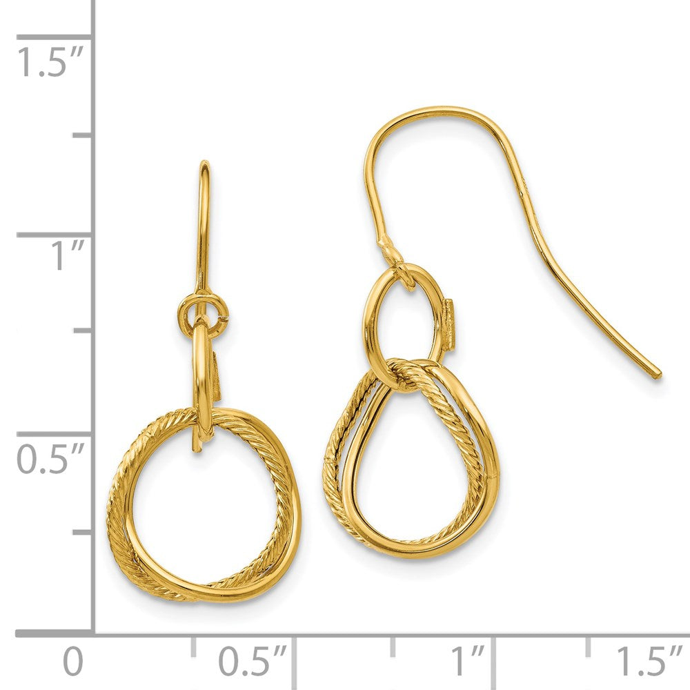 Gold Small Twisted Circle Shepherd Hook Earrings Model-PRE876 - Charlie & Co. Jewelry