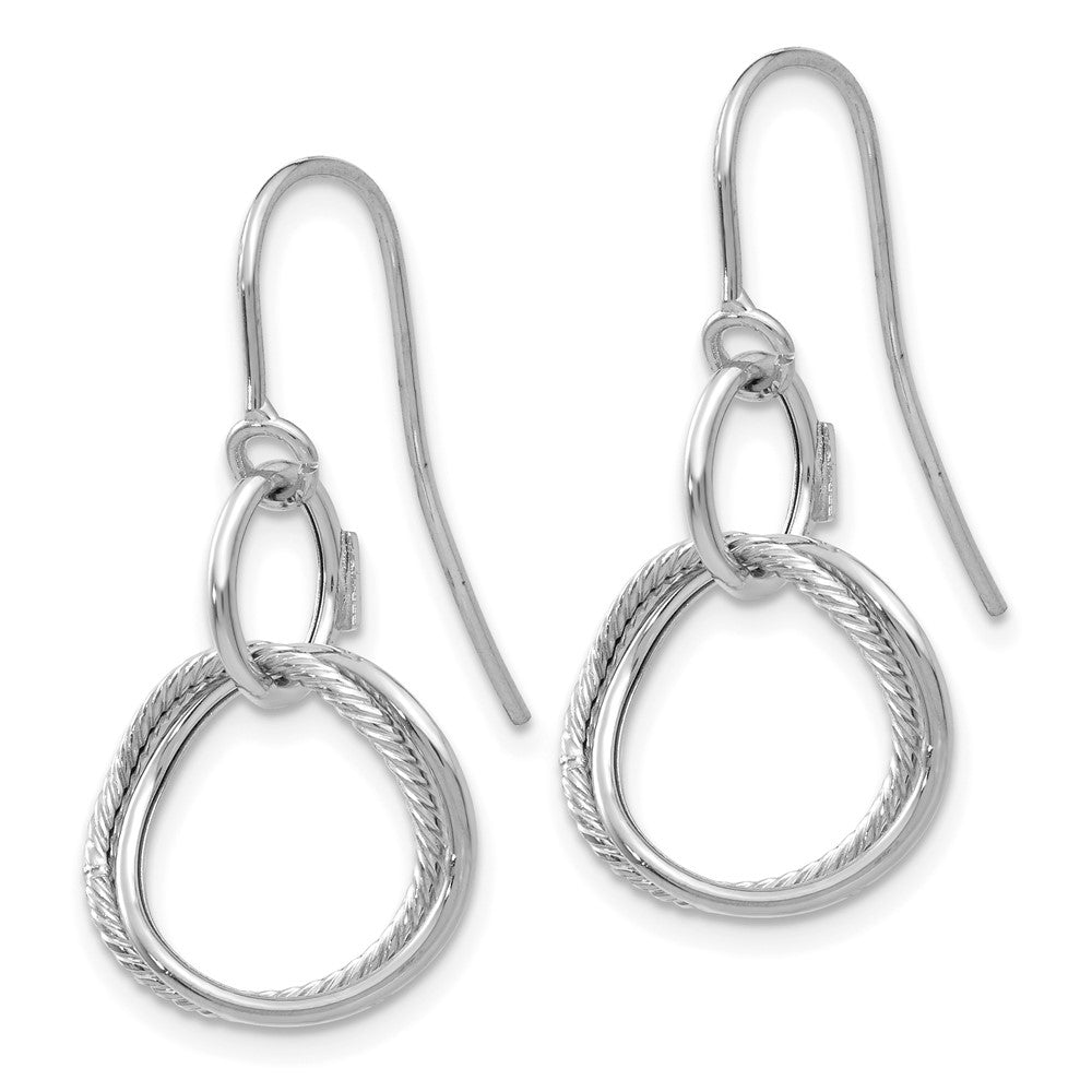 White Gold Small Twisted Circle Shepherd Hook Earrings Model-PRE877 - Charlie & Co. Jewelry