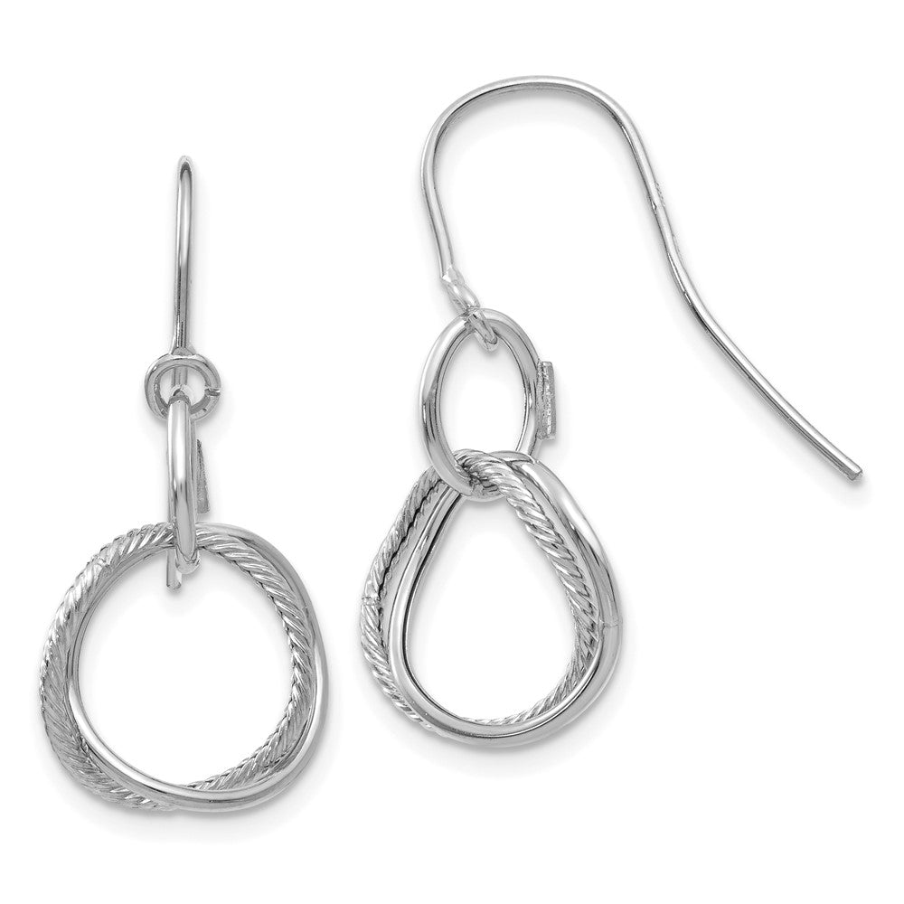 White Gold Small Twisted Circle Shepherd Hook Earrings Model-PRE877 - Charlie & Co. Jewelry