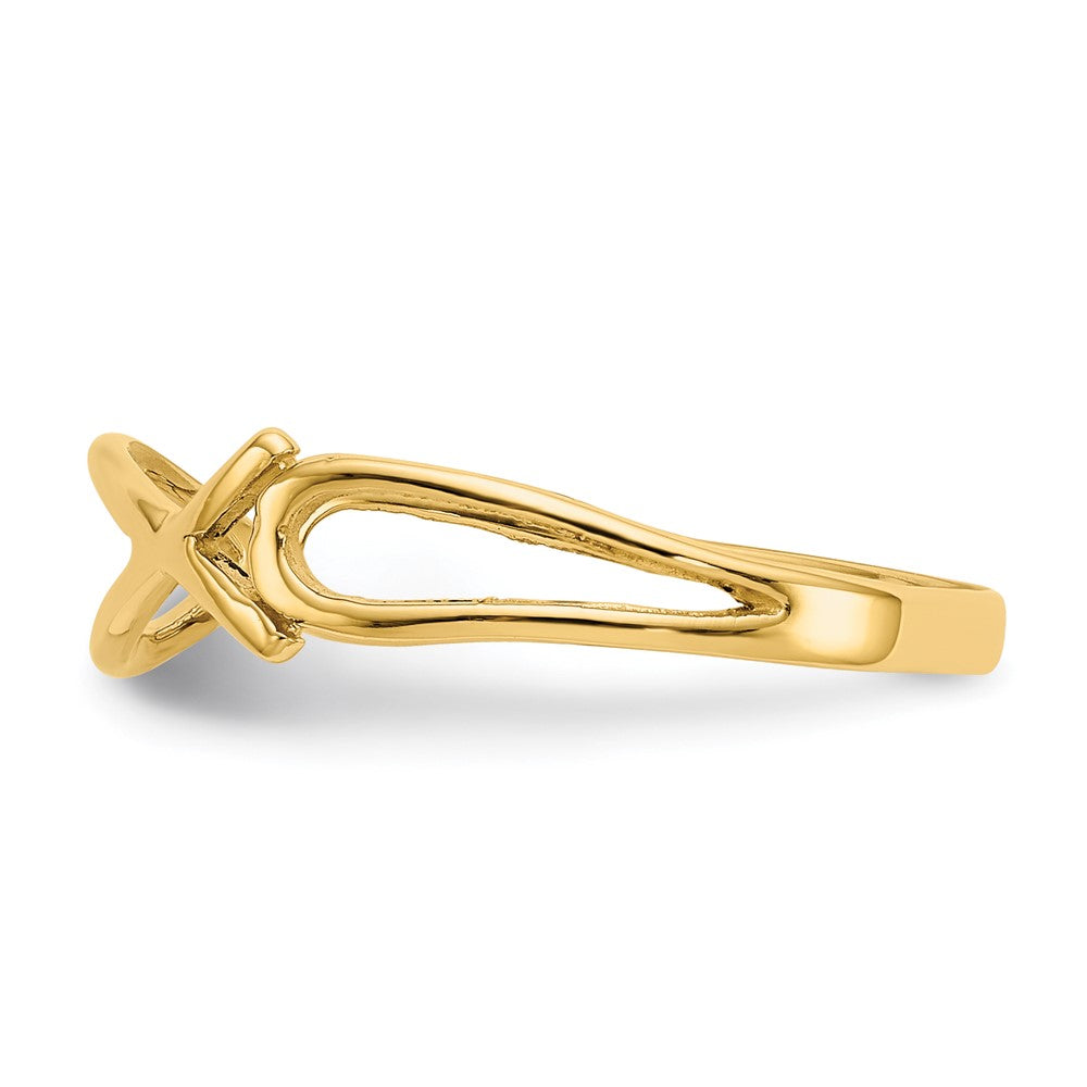 Gold Polished Ichthus Fish Ring Model-R135 - Charlie & Co. Jewelry