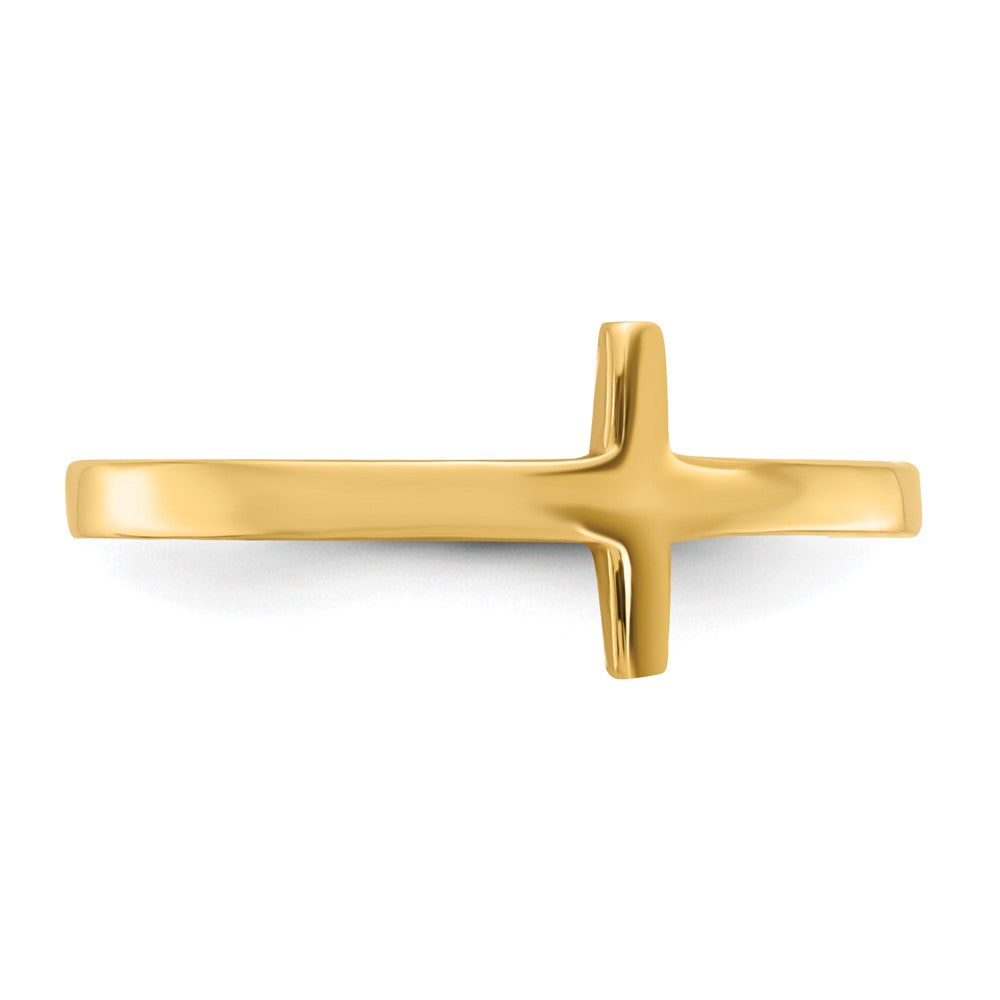 Gold Sideways Cross Ring Model-R1787 - Charlie & Co. Jewelry