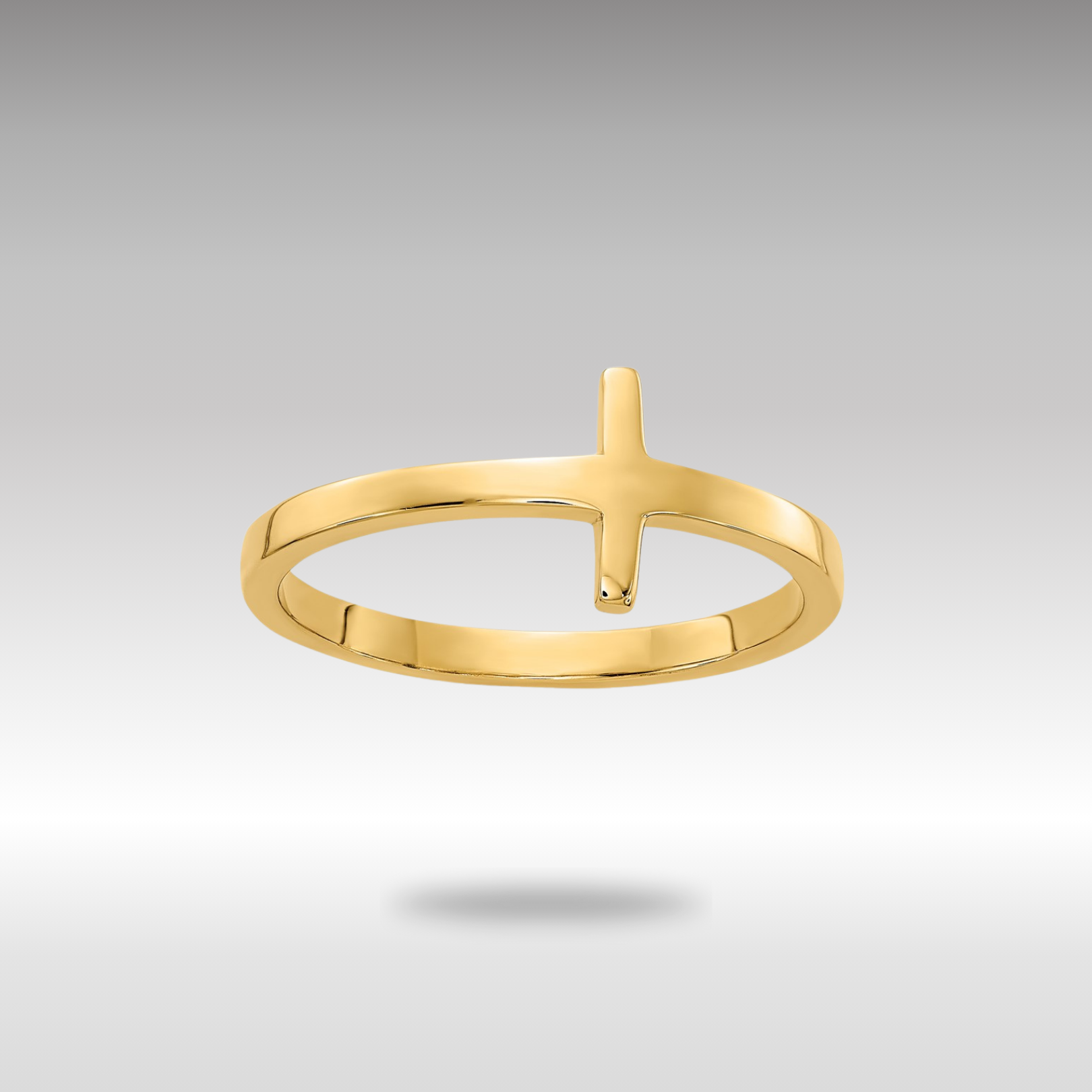 Gold Sideways Cross Ring Model-R1787 - Charlie & Co. Jewelry