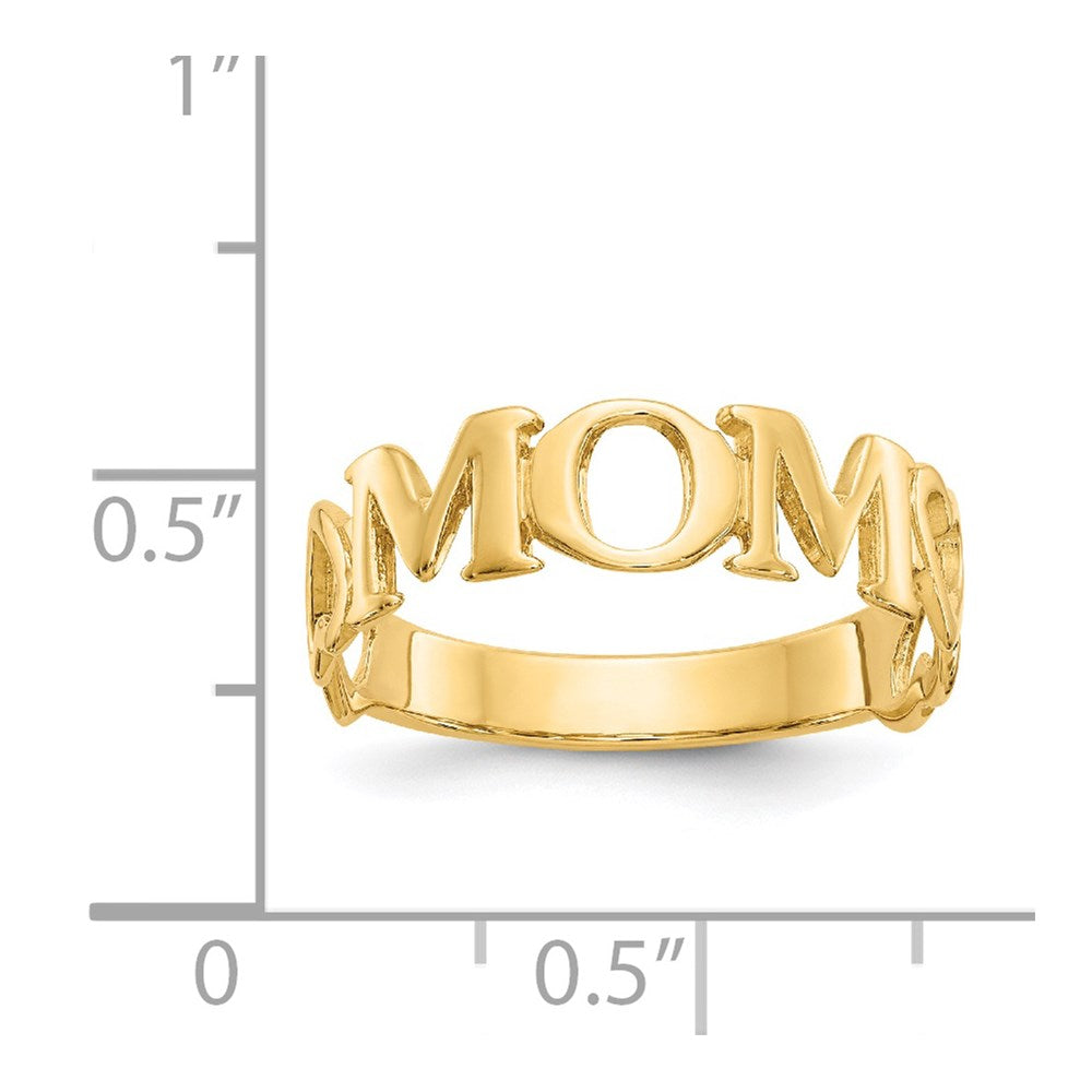 Gold Polished "Mom" Ring Model-R424 - Charlie & Co. Jewelry