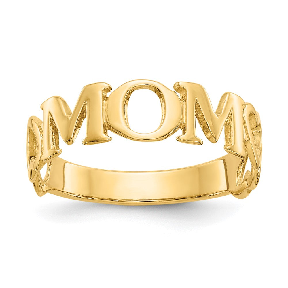 Gold Polished "Mom" Ring Model-R424 - Charlie & Co. Jewelry