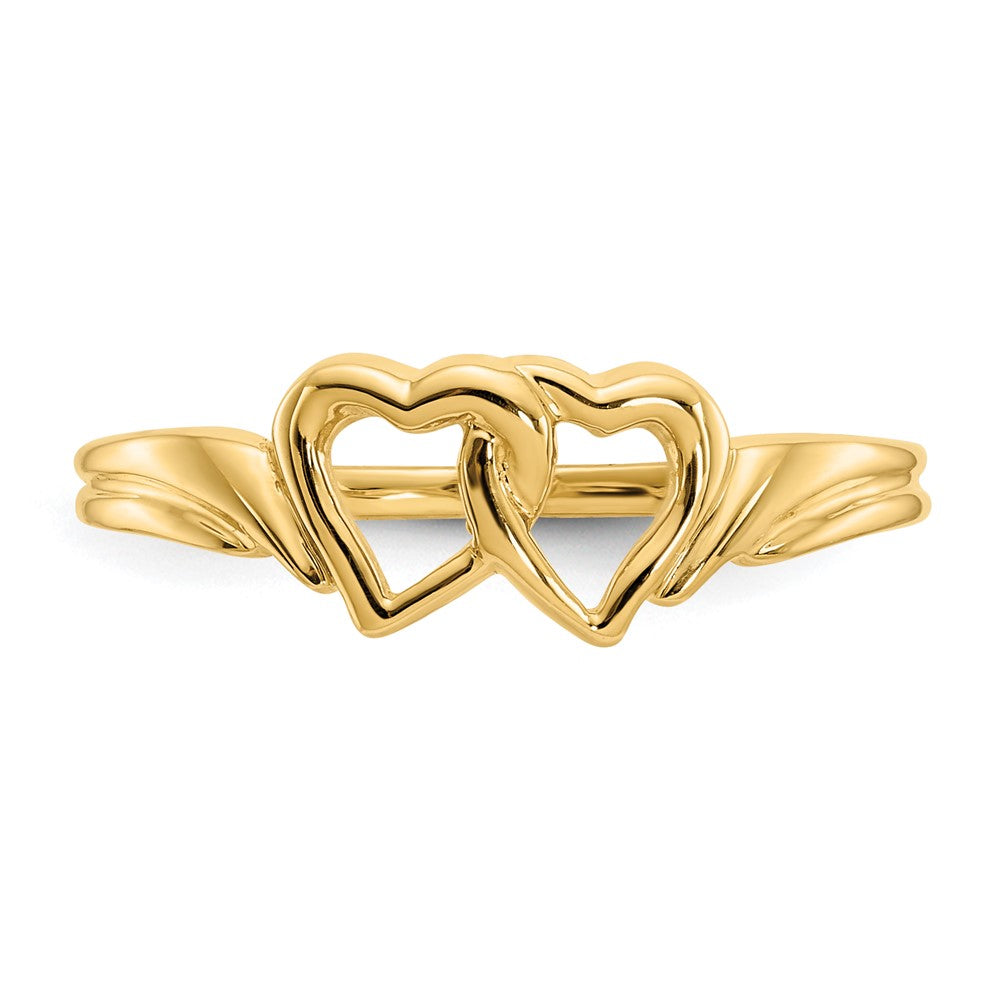 Gold Double Hearts Ring Model-R59 - Charlie & Co. Jewelry