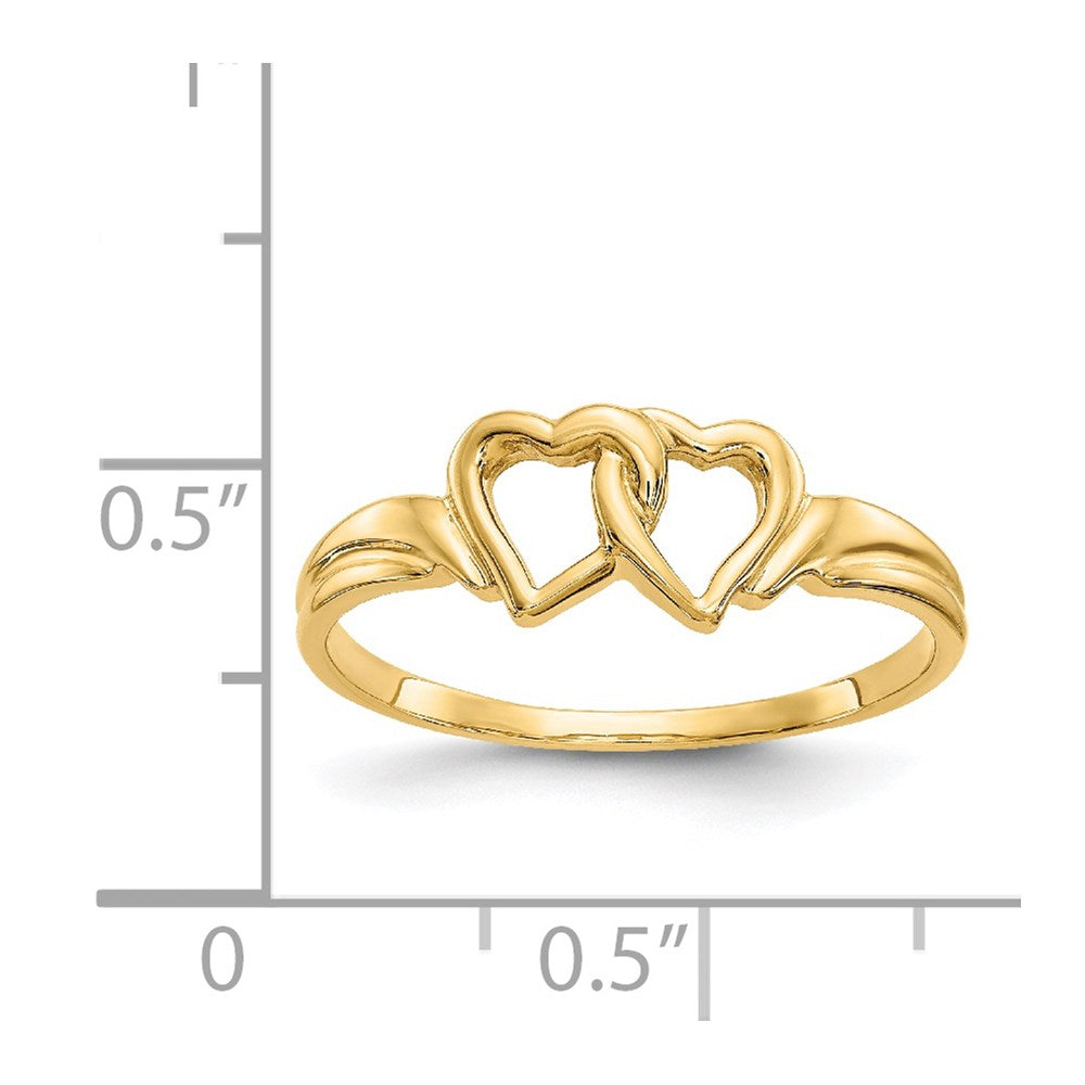 Gold Double Hearts Ring Model-R59 - Charlie & Co. Jewelry