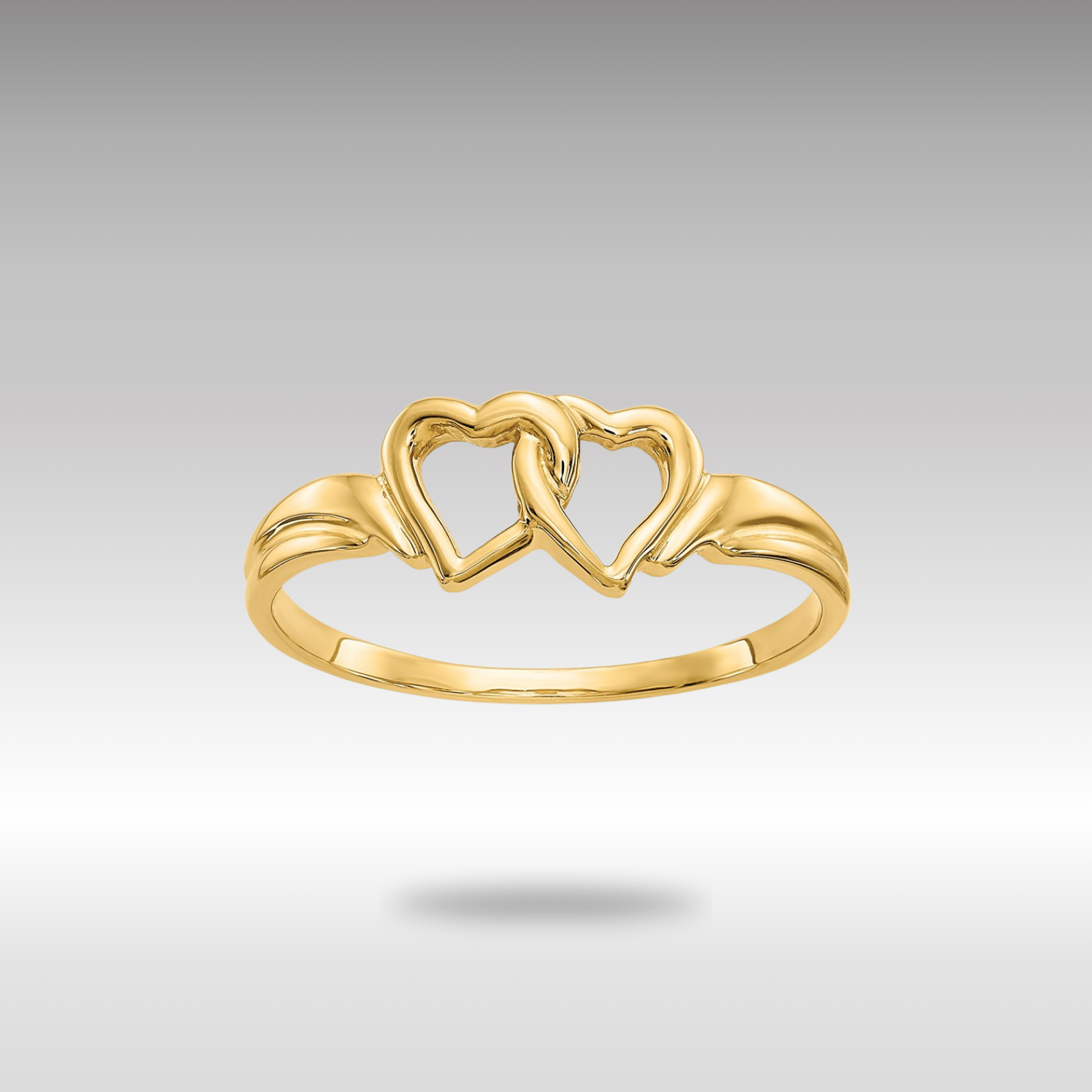 Gold Double Hearts Ring Model-R59 - Charlie & Co. Jewelry