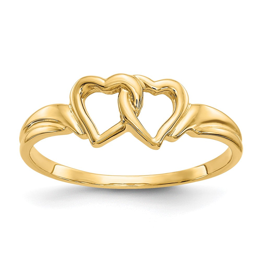 Gold Double Hearts Ring Model-R59 - Charlie & Co. Jewelry