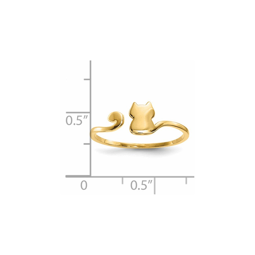 Gold Polished Cat Adjustable Cuff Ring Model-R639 - Charlie & Co. Jewelry