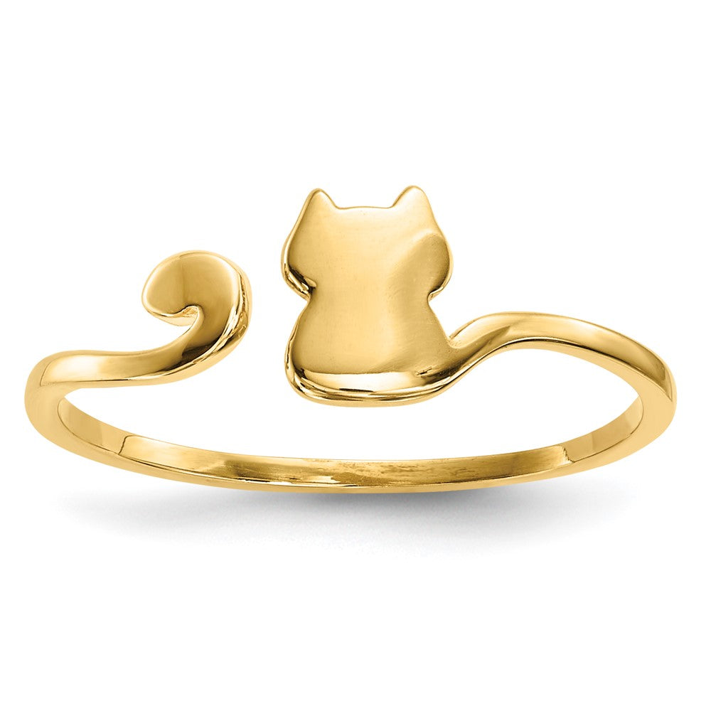 Gold Polished Cat Adjustable Cuff Ring Model-R639 - Charlie & Co. Jewelry