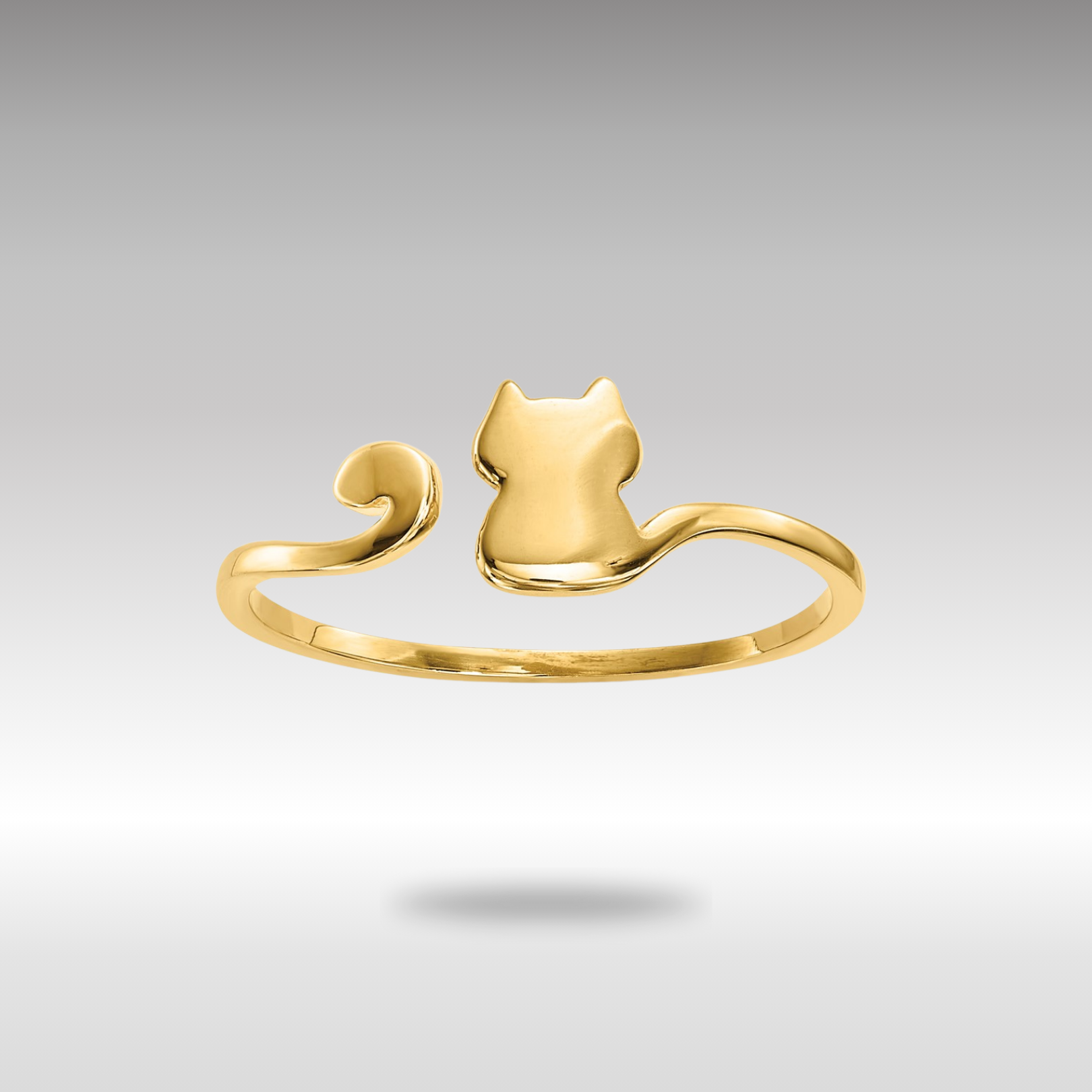 Gold Polished Cat Adjustable Cuff Ring Model-R639 - Charlie & Co. Jewelry