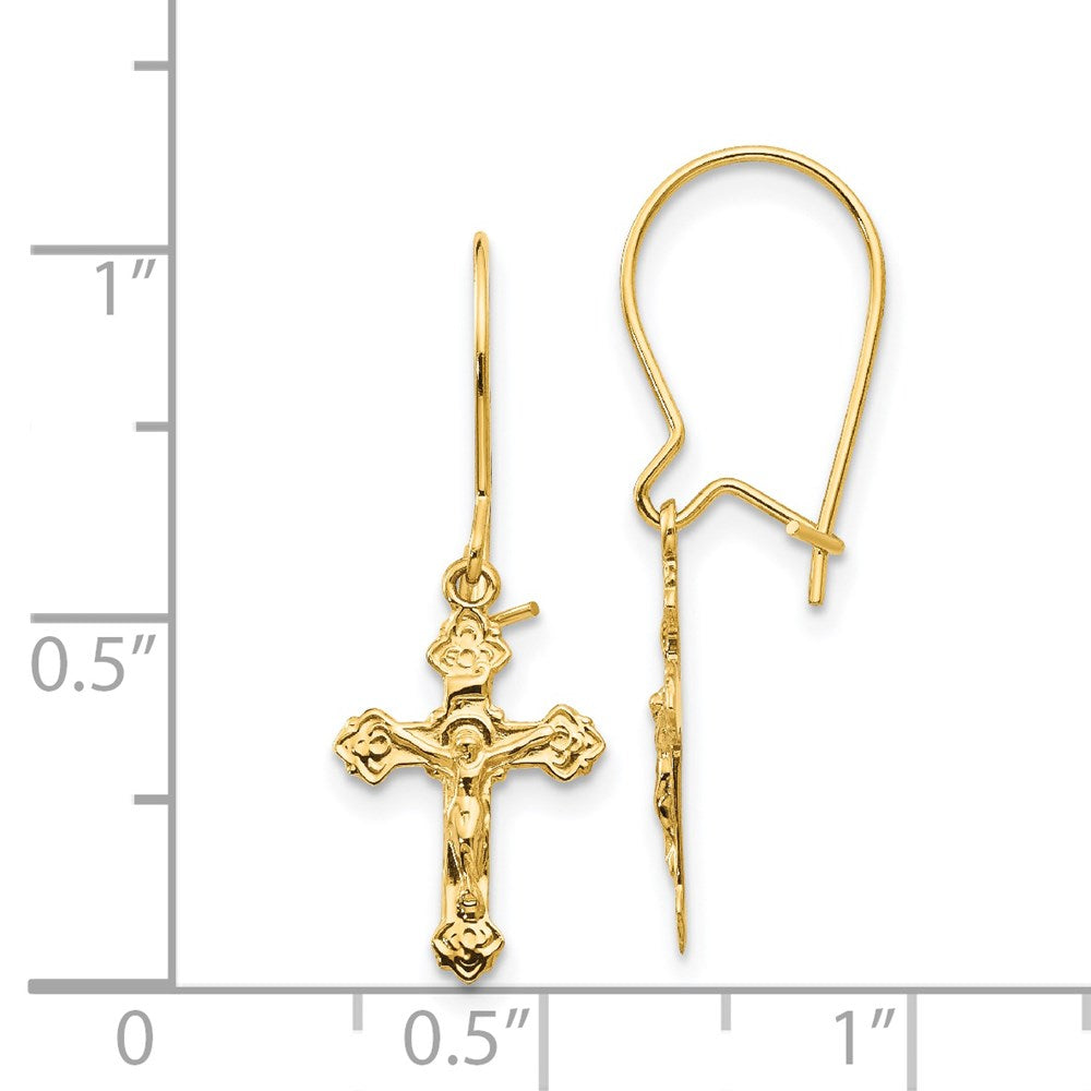 Gold Polished Crucifix Earrings - Model REL183 - Charlie & Co. Jewelry