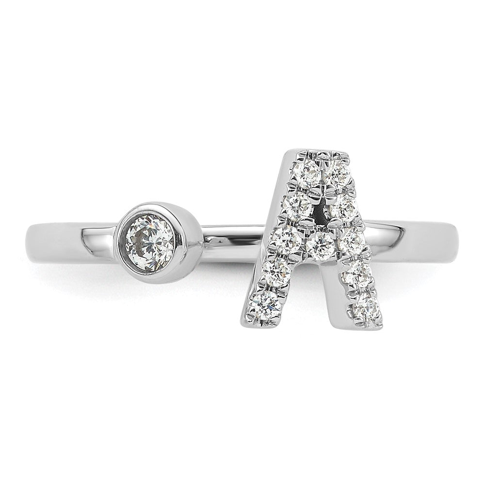 White Gold Lab Grown Diamond VS/SI FGH Initial A Adjustable Ring Model-RM10277A-017-WLG - Charlie & Co. Jewelry