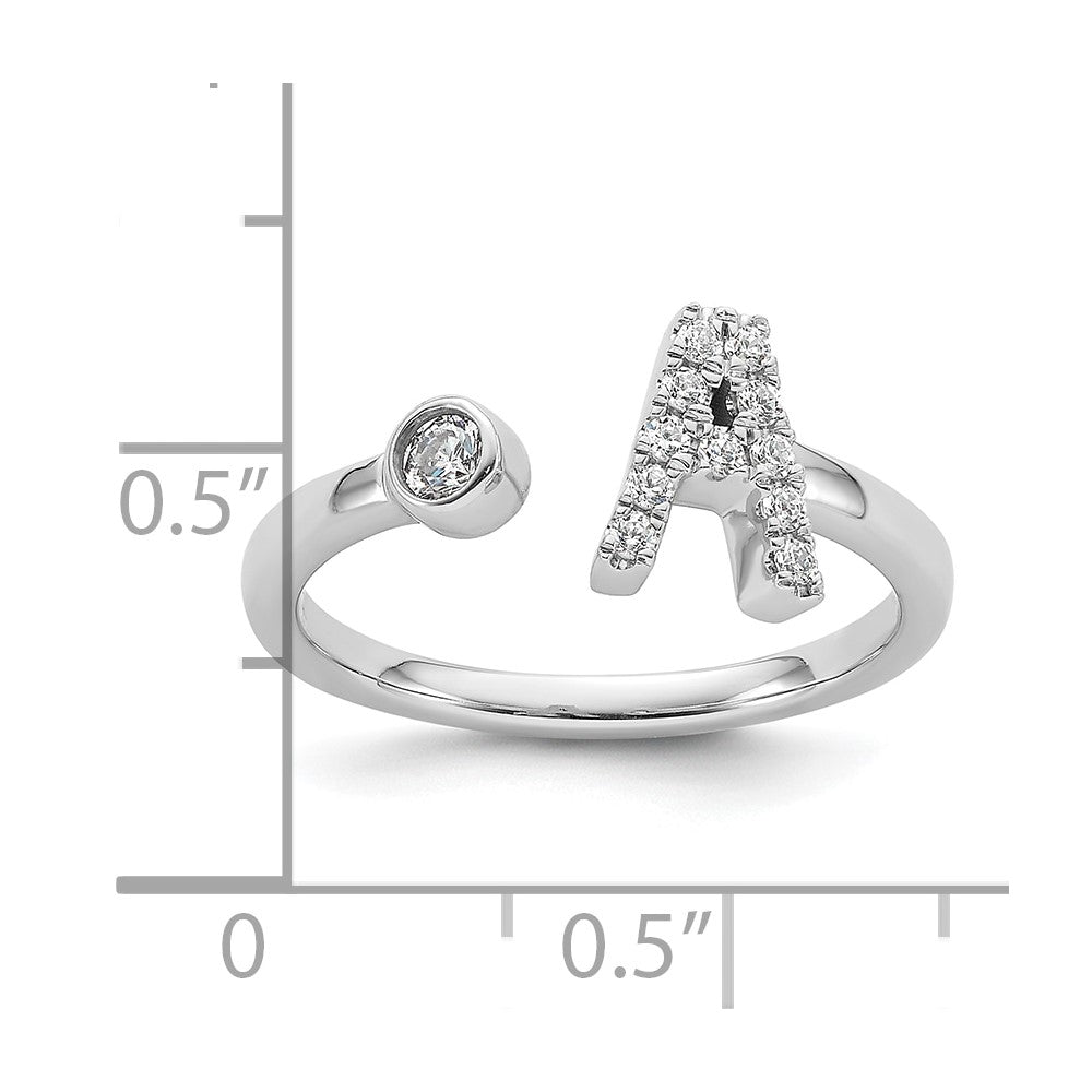 White Gold Lab Grown Diamond VS/SI FGH Initial A Adjustable Ring Model-RM10277A-017-WLG - Charlie & Co. Jewelry