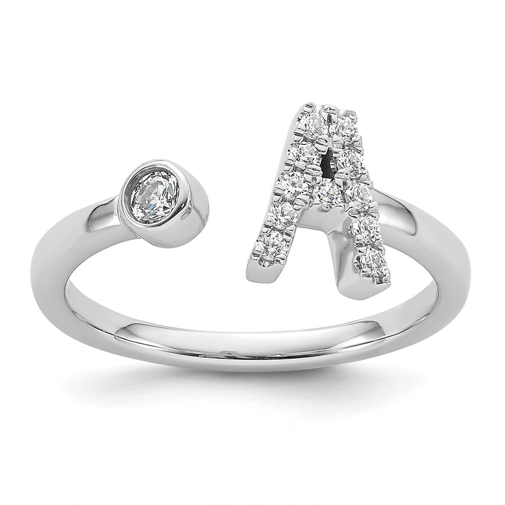 White Gold Lab Grown Diamond VS/SI FGH Initial A Adjustable Ring Model-RM10277A-017-WLG - Charlie & Co. Jewelry