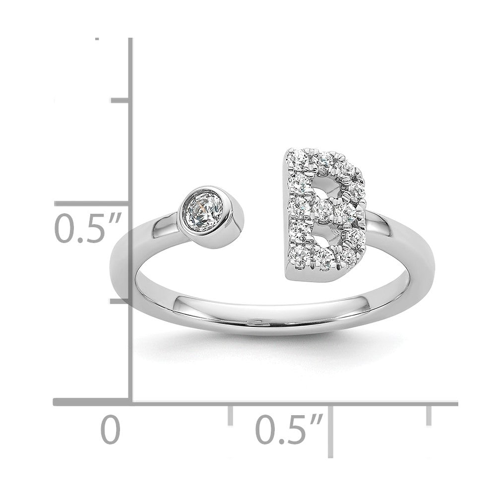 White Gold Lab Grown Diamond VS/SI FGH Initial B Adjustable Ring Model-RM10277B-017-WLG - Charlie & Co. Jewelry