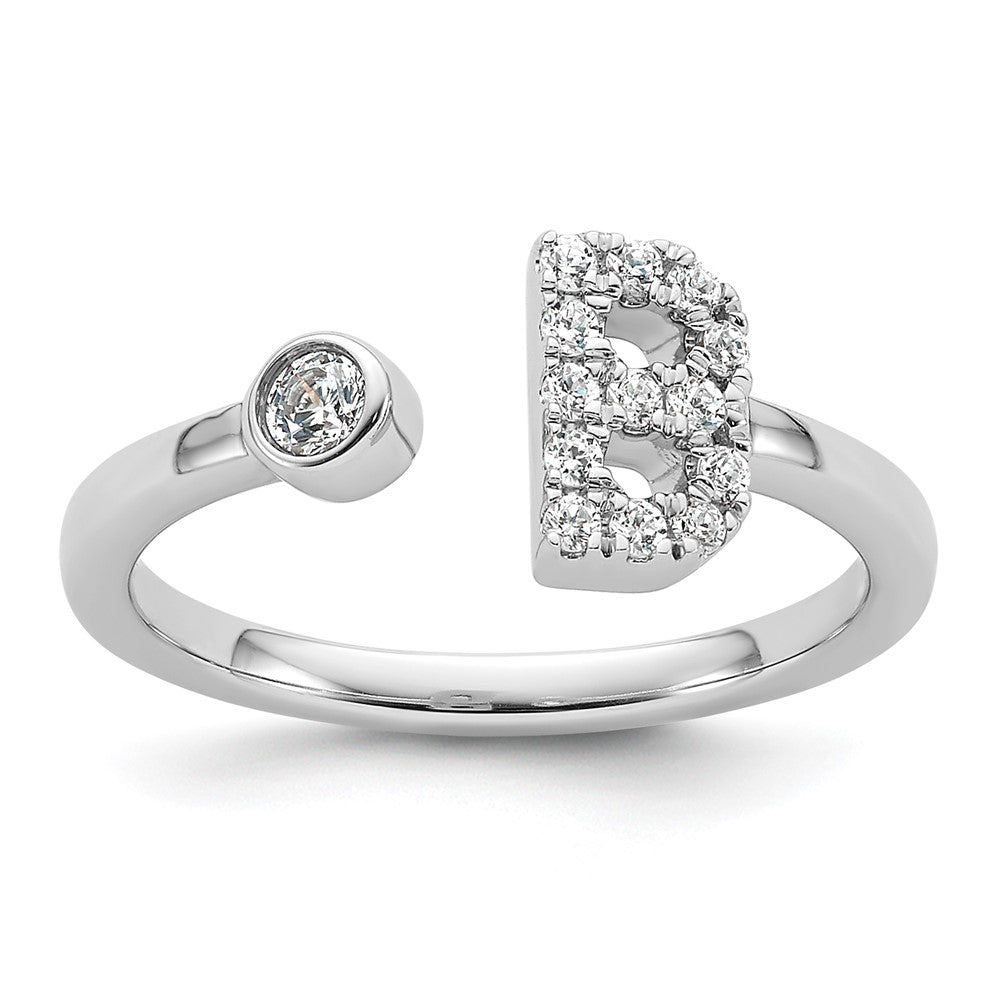 White Gold Lab Grown Diamond VS/SI FGH Initial B Adjustable Ring Model-RM10277B-017-WLG - Charlie & Co. Jewelry